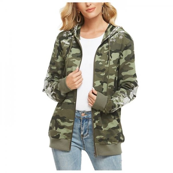 Women's Coat Casual / Daily Winter Spring Regular Coat V Neck Regular Fit Casual Jacket Pattern Others Green / Cotton