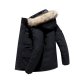 men's faux fur removable hooded -padded coat winter warm long down water resistant parka jacket navy