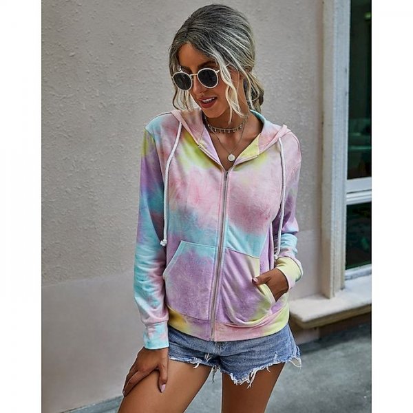 Women's Sporty Polyester Coat Tops Purple / Blue