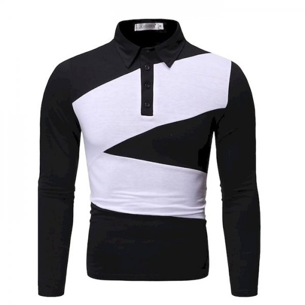 Men's Golf Shirt Color Block Long Sleeve Daily Tops Casual White Black Navy Blue