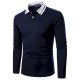 Men's Golf Shirt Striped Solid Colored Long Sleeve Going out Tops Business Navy Blue / Work