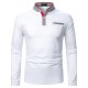 Men's Golf Shirt Solid Colored Patchwork Long Sleeve Daily Tops Business Round Neck White